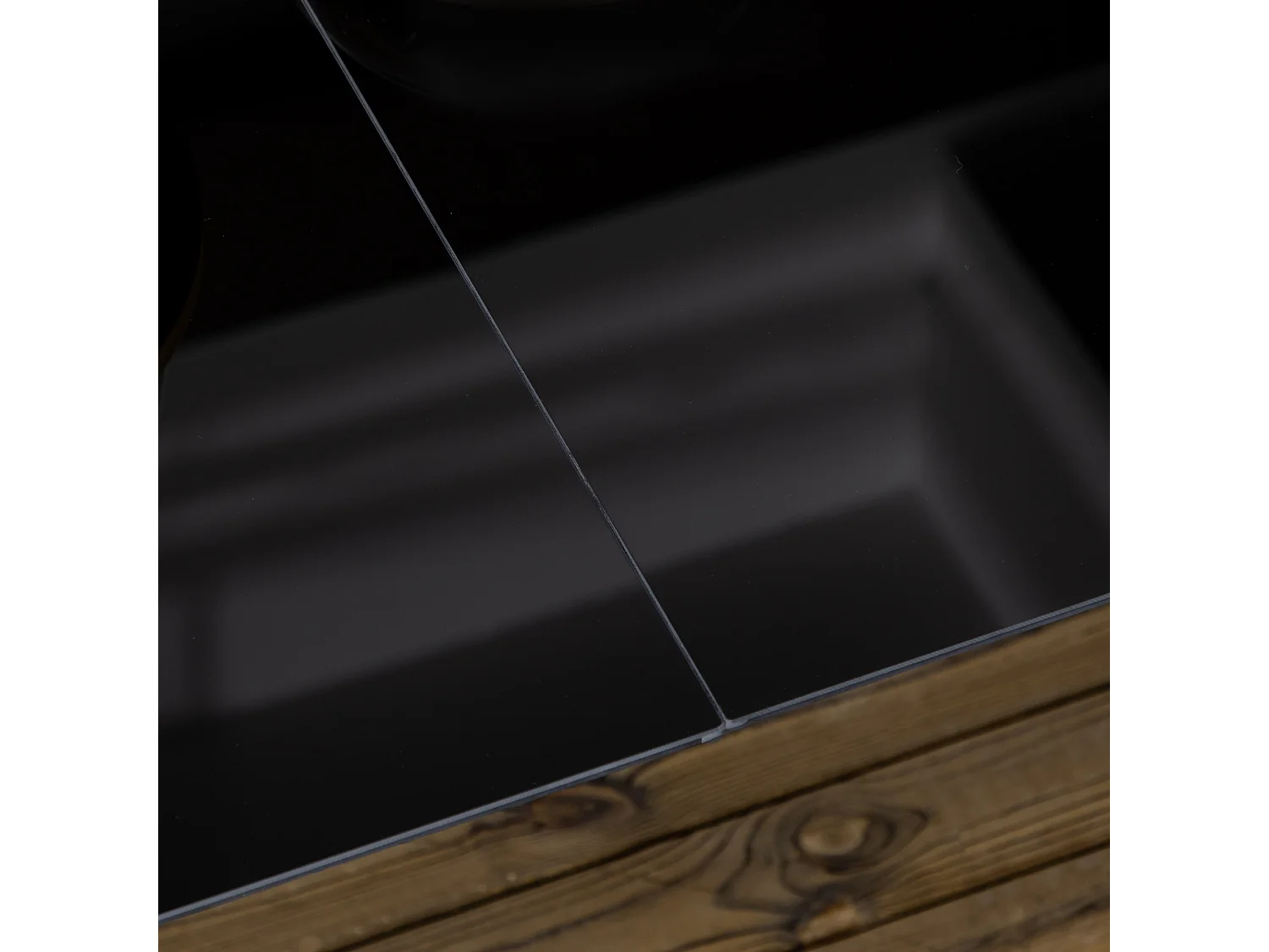 Tavolo da giardino per 6 persone in vetro e alluminio nero