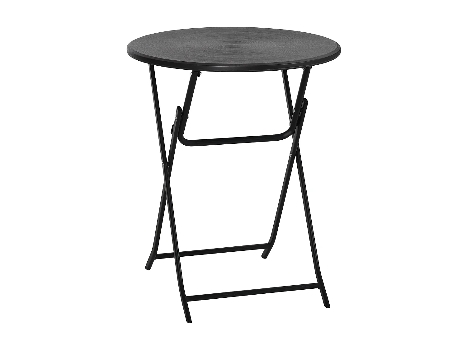 Tavolo da giardino rotondo e pieghevole in acciaio e hdpe grigio scuro