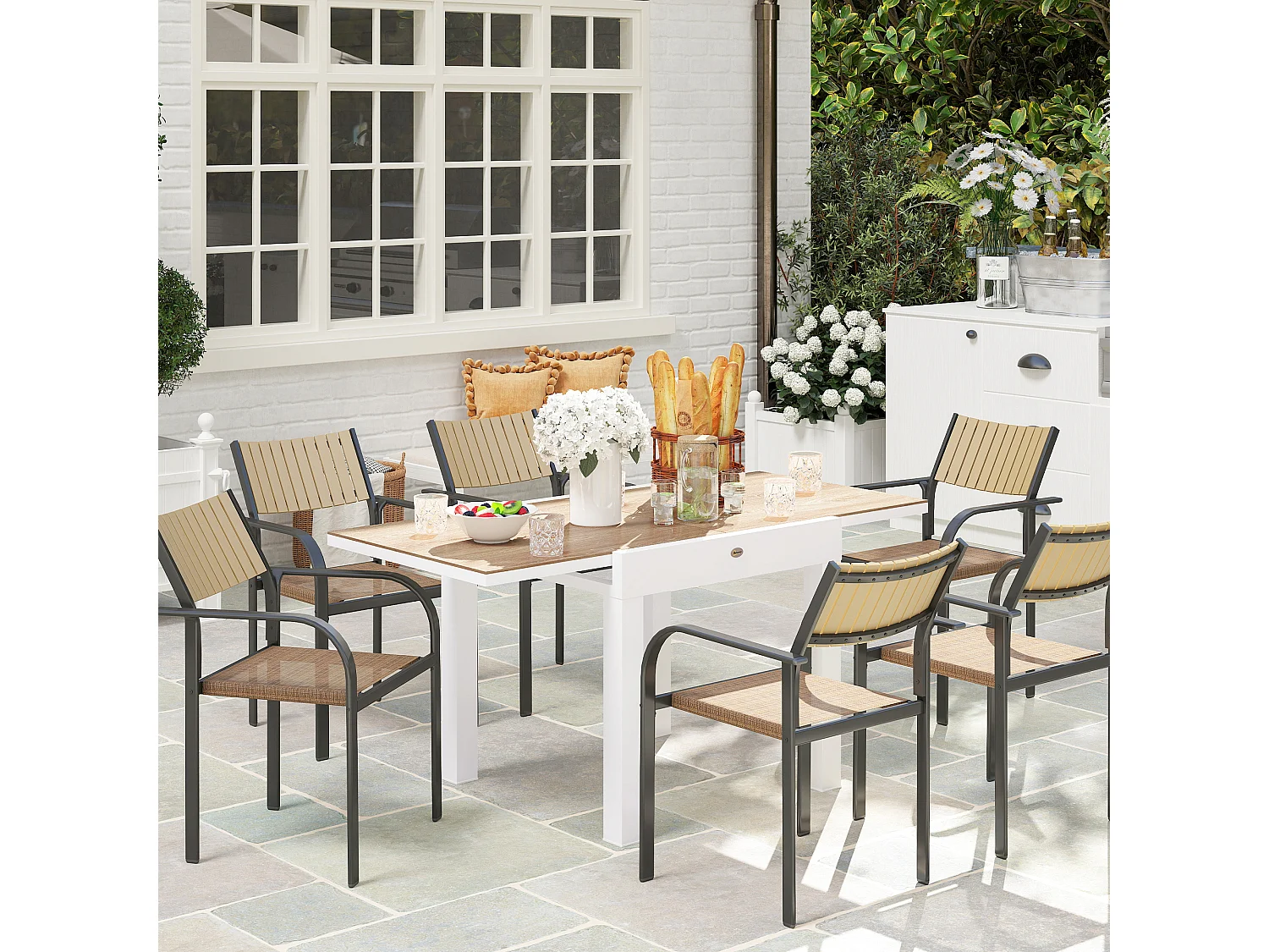 Tavolo da giardino allungabile 80-160 cm da 4-6 posti bianco