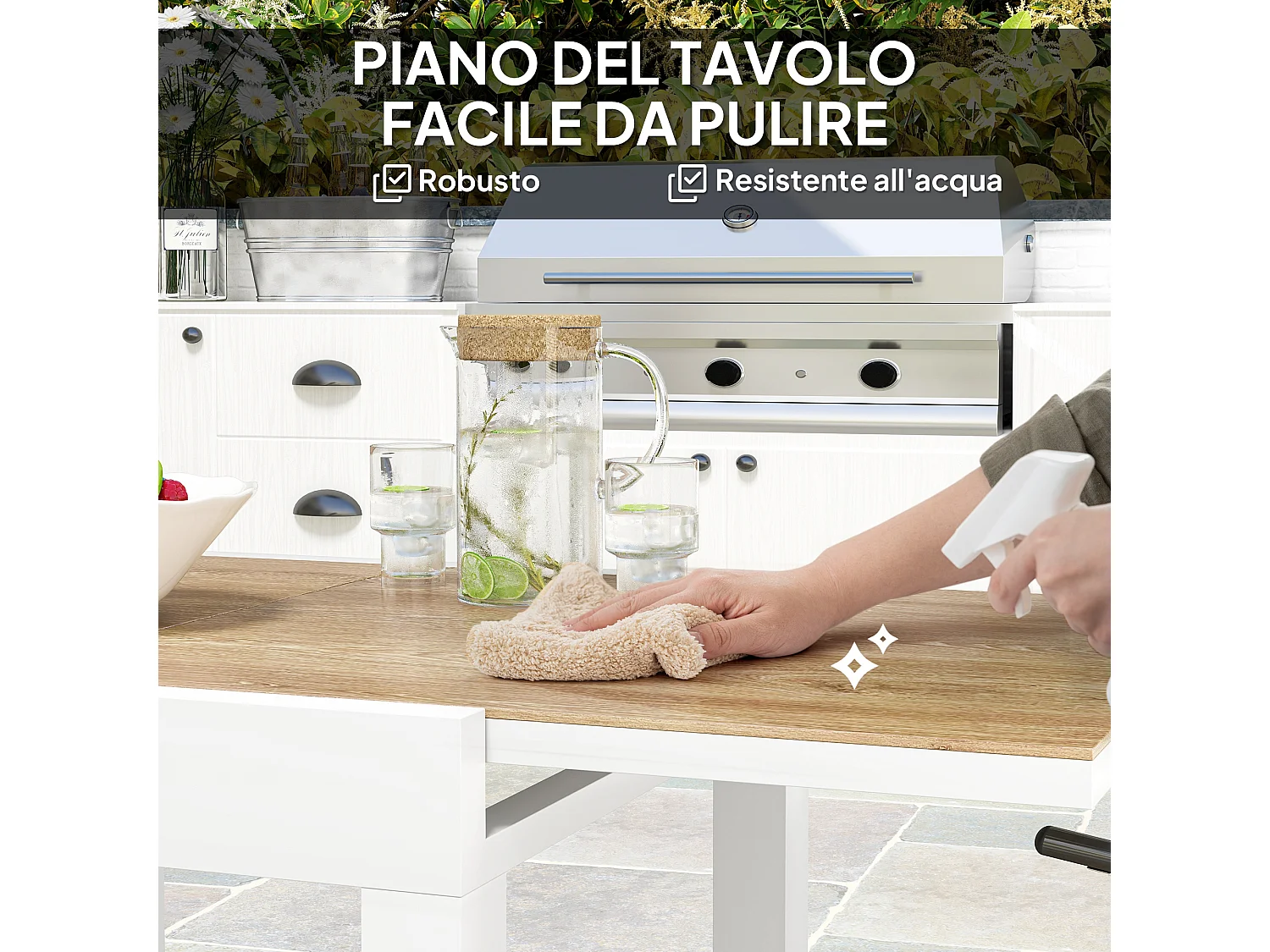 Tavolo da giardino allungabile 80-160 cm da 4-6 posti bianco