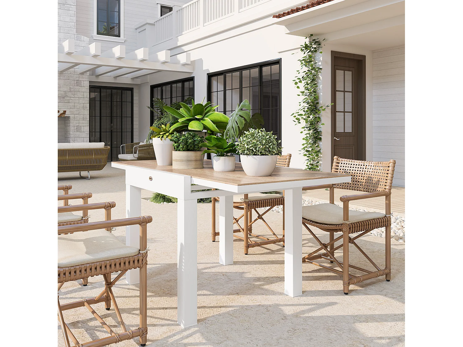 Tavolo da giardino allungabile 80-160 cm da 4-6 posti bianco