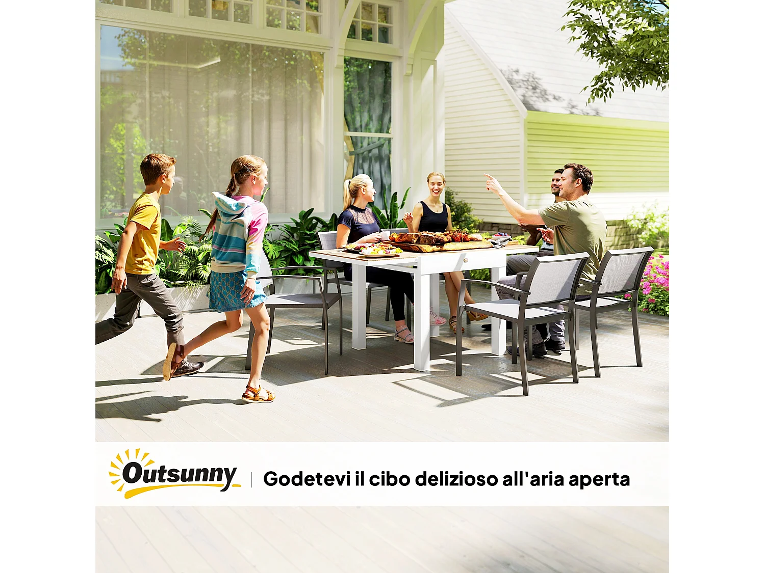 Tavolo da giardino allungabile 80-160 cm da 4-6 posti bianco