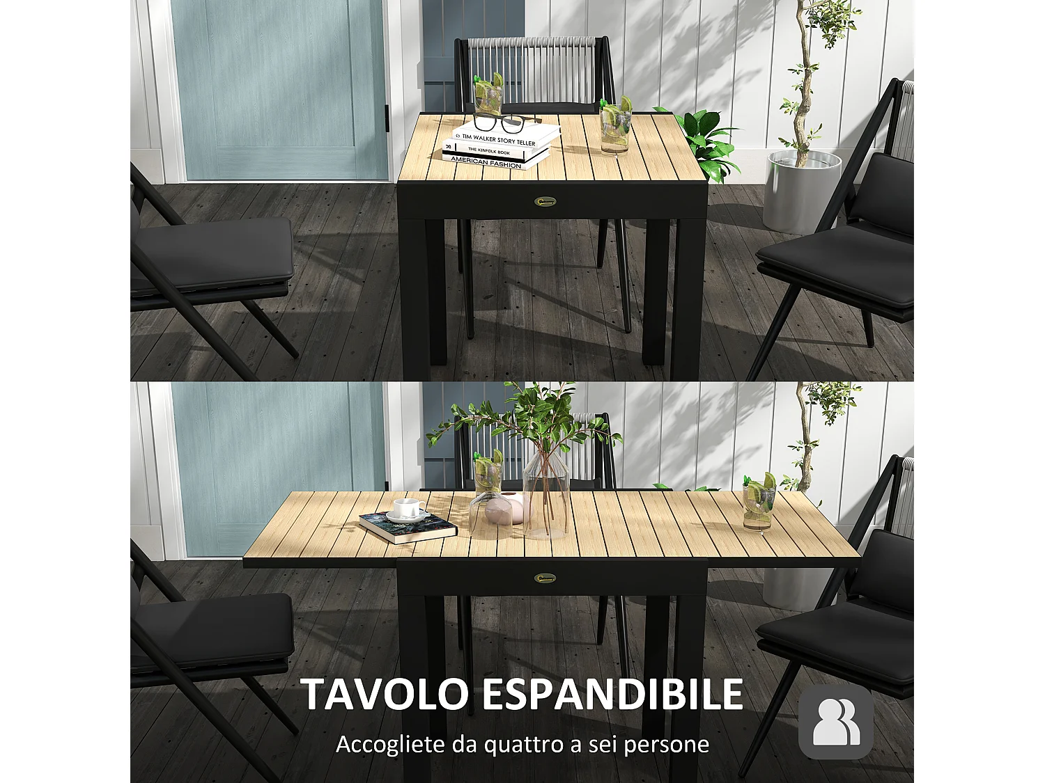 Tavolo da giardino allungabile per 4-6 persone in alluminio giallo