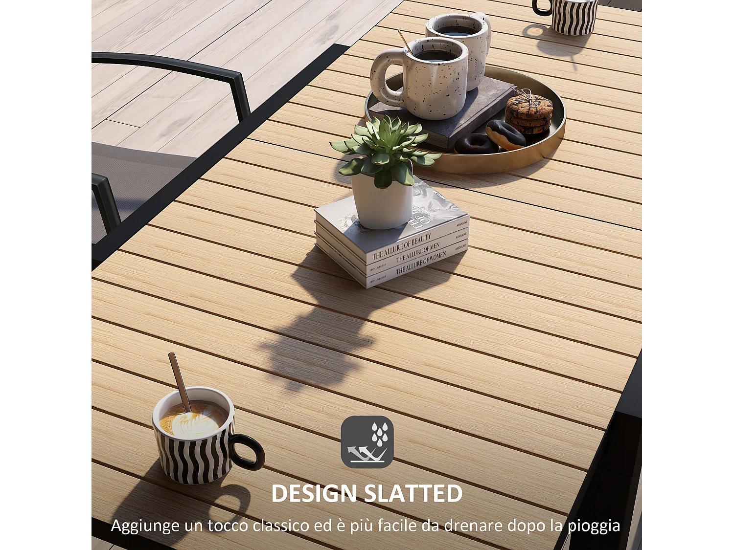 Tavolo da giardino allungabile per 4-6 persone in alluminio giallo