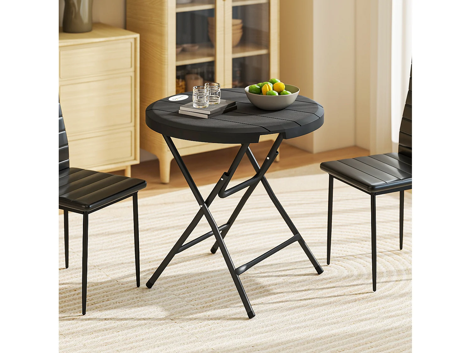 Tavolo da giardino pieghevole rotondo per 4 persone Ø80x73 cm grigio