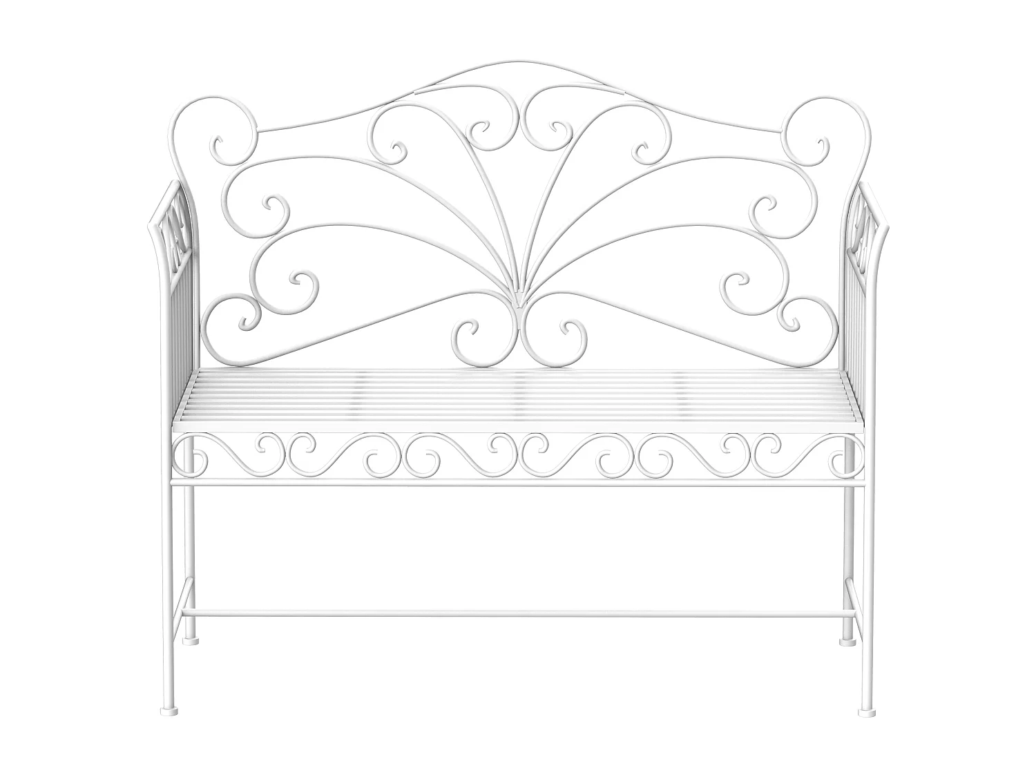 Panchina 2 Posti da Giardino Stile Romantico in Ferro Bianco