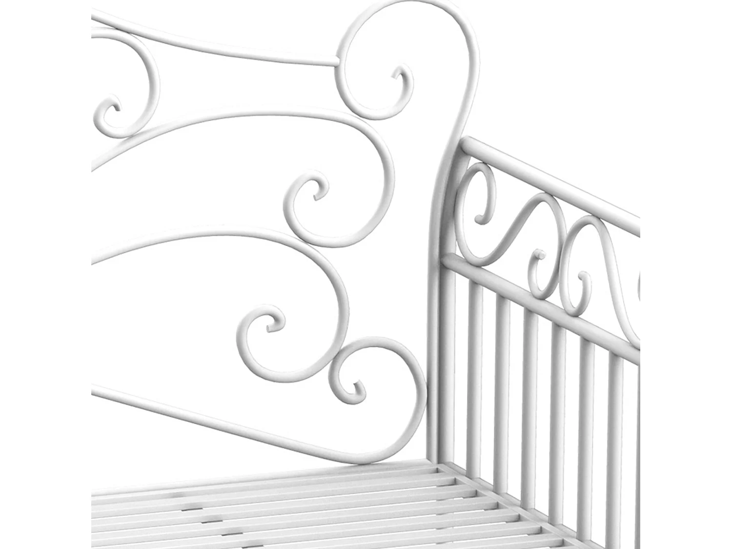 Panchina 2 Posti da Giardino Stile Romantico in Ferro Bianco