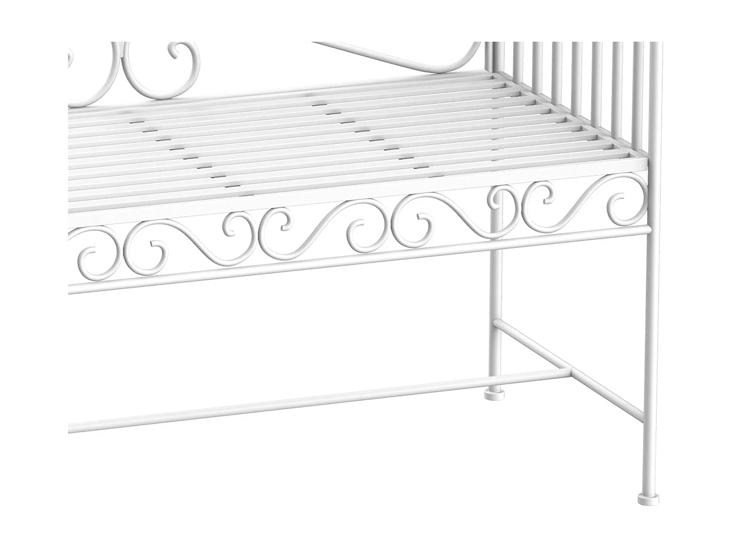 Panchina 2 Posti da Giardino Stile Romantico in Ferro Bianco