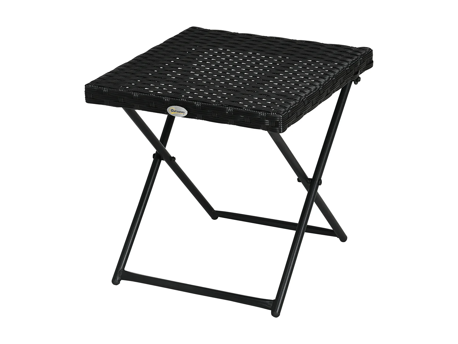 Tavolino da giardino pieghevole in rattan PE 40x40x40cm nero