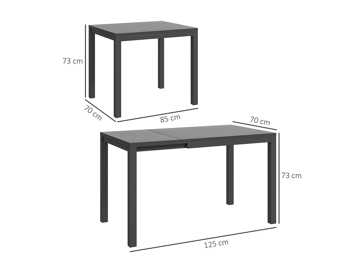 Tavolo da giardino allungabile 4-6 persone in alluminio grigio scuro