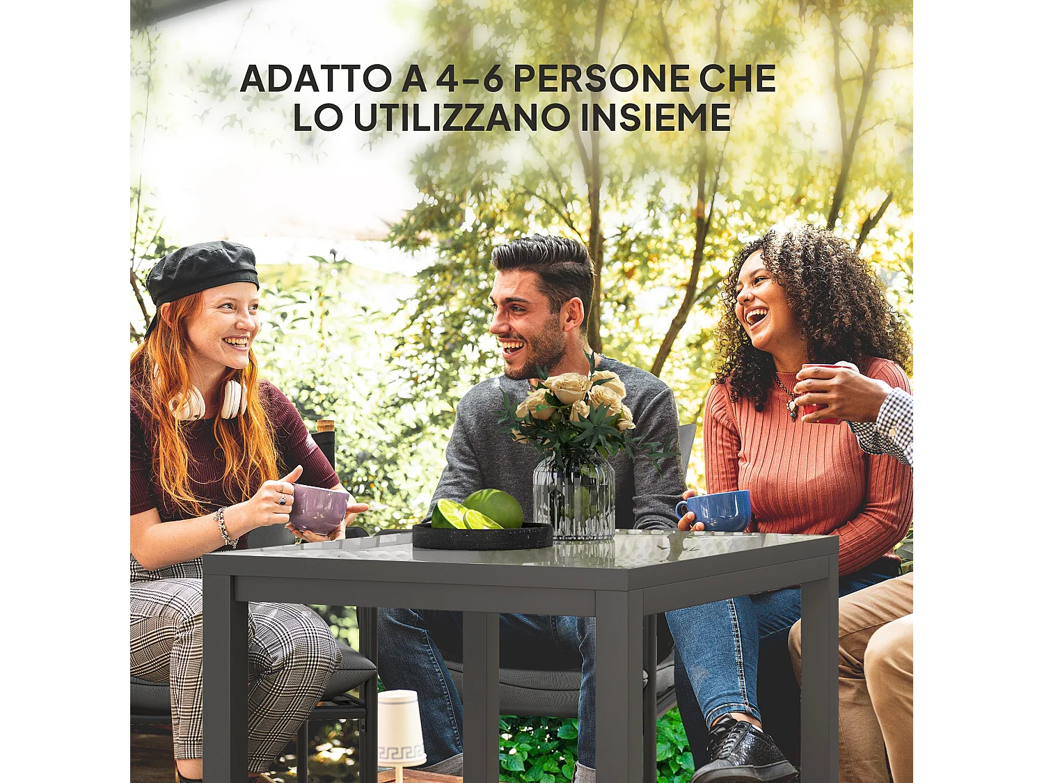 Tavolo da giardino allungabile 4-6 persone in alluminio grigio scuro