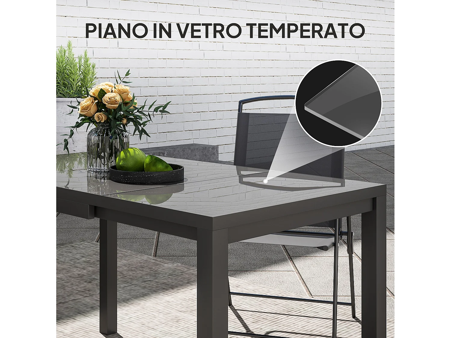 Tavolo da giardino allungabile 4-6 persone in alluminio grigio scuro