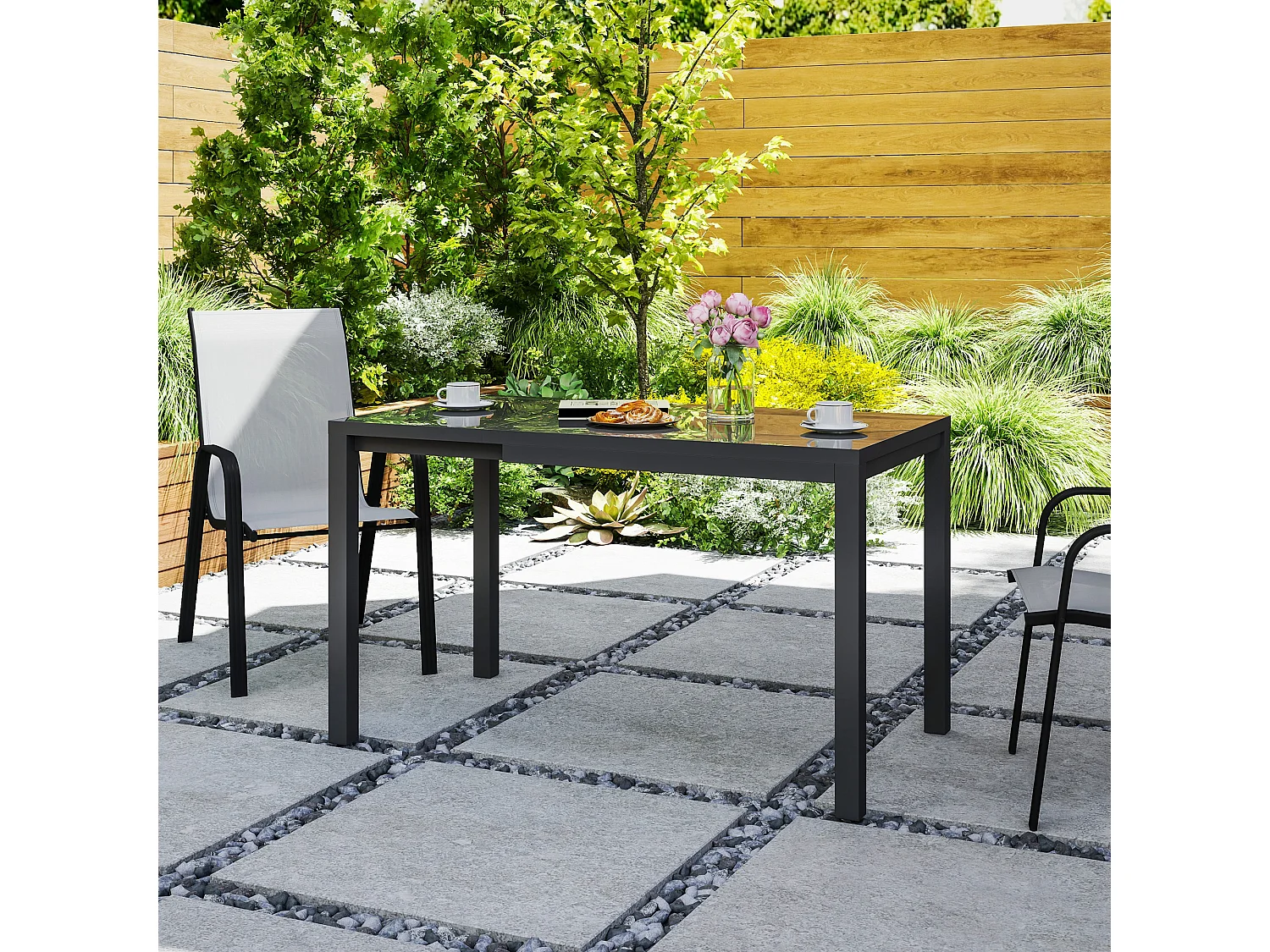 Tavolo da giardino allungabile 4-6 persone in alluminio grigio scuro