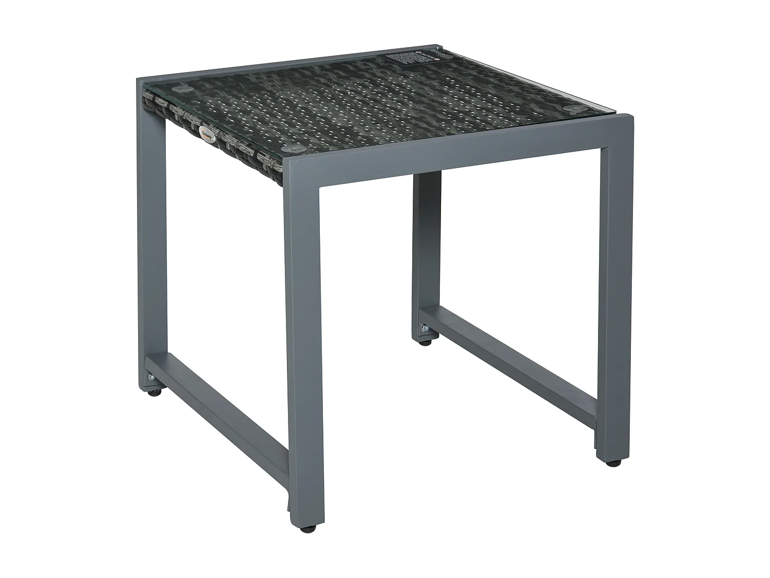 Tavolino da caffè da giardino in rattan con piano in vetro temperato