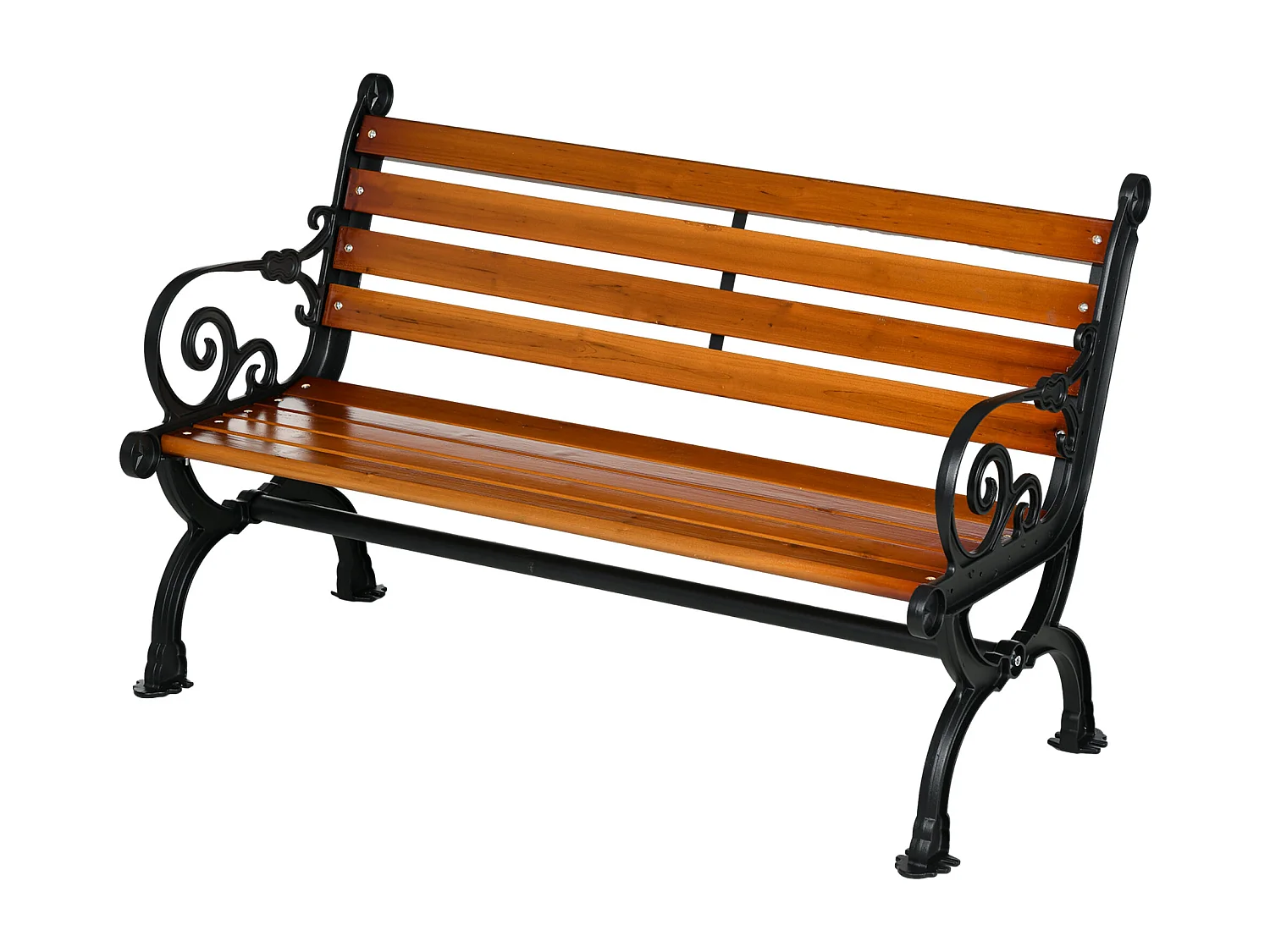 Panchina da giardino 2 posti in legno e alluminio colore teak