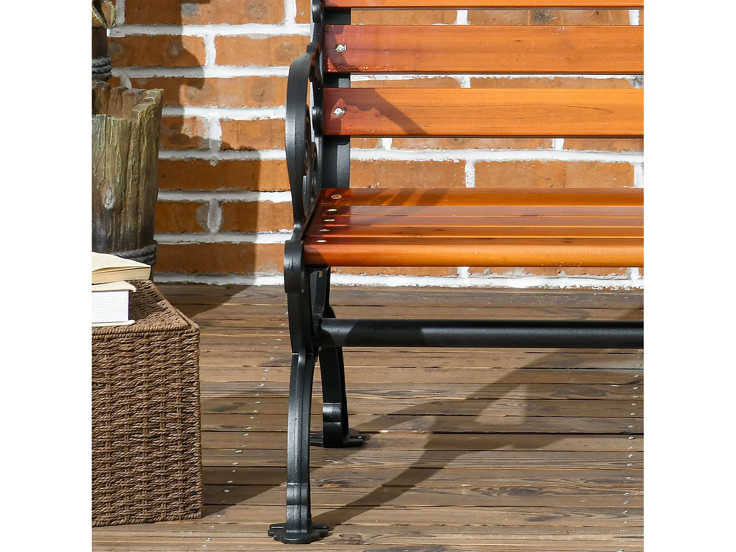 Panchina da giardino 2 posti in legno e alluminio colore teak