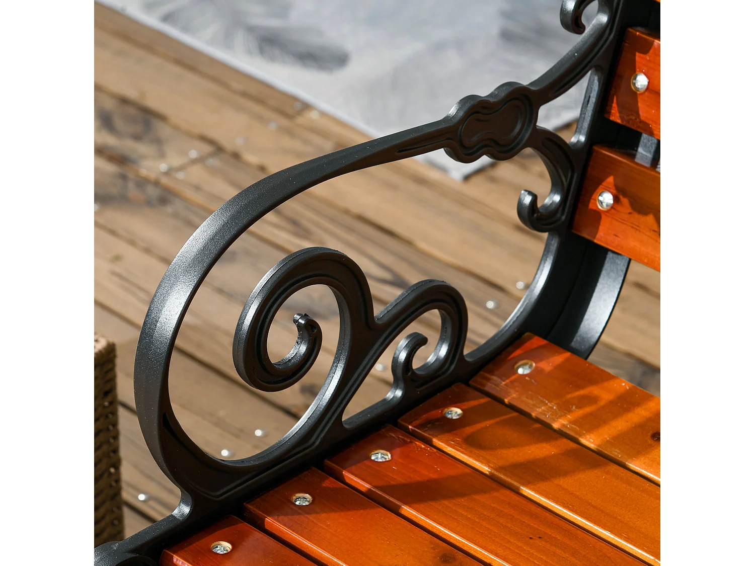 Panchina da giardino 2 posti in legno e alluminio colore teak