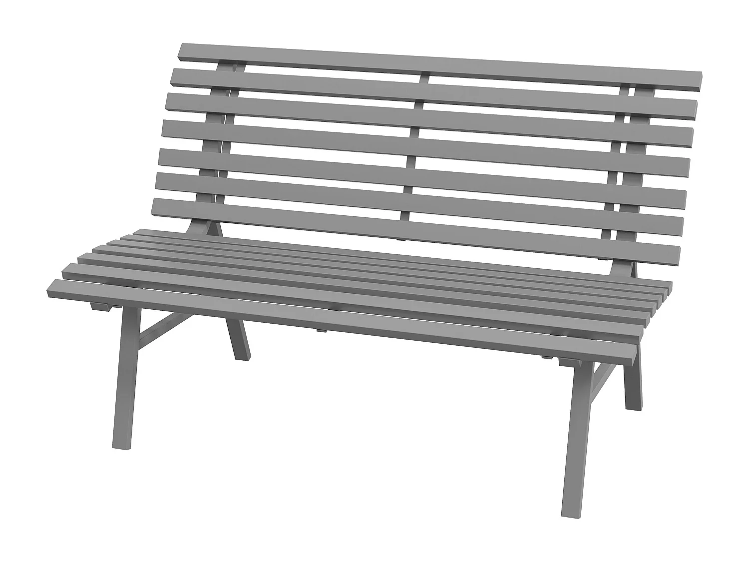 Panchina da giardino 2 posti a doghe in alluminio grigio