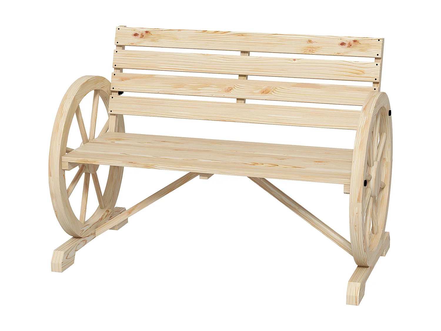 Panchina da giardino a 2 posti a doghe in legno di abete