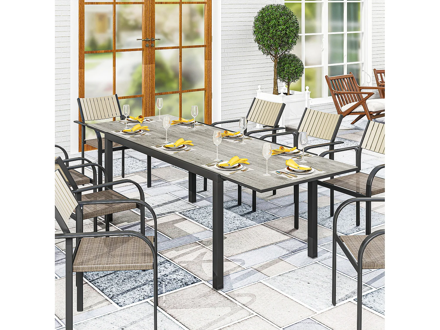 Tavolo da giardino estensibile 160-240 cm per 6-8 persone grigio