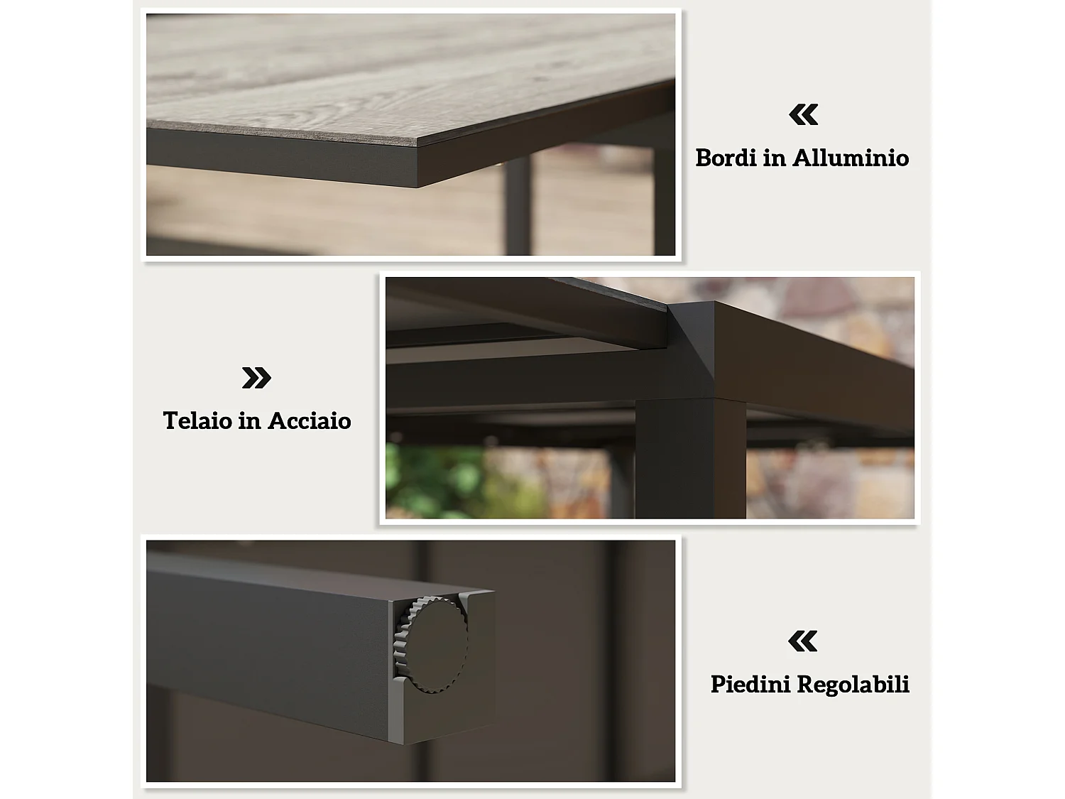 Tavolo da giardino estensibile 160-240 cm per 6-8 persone grigio