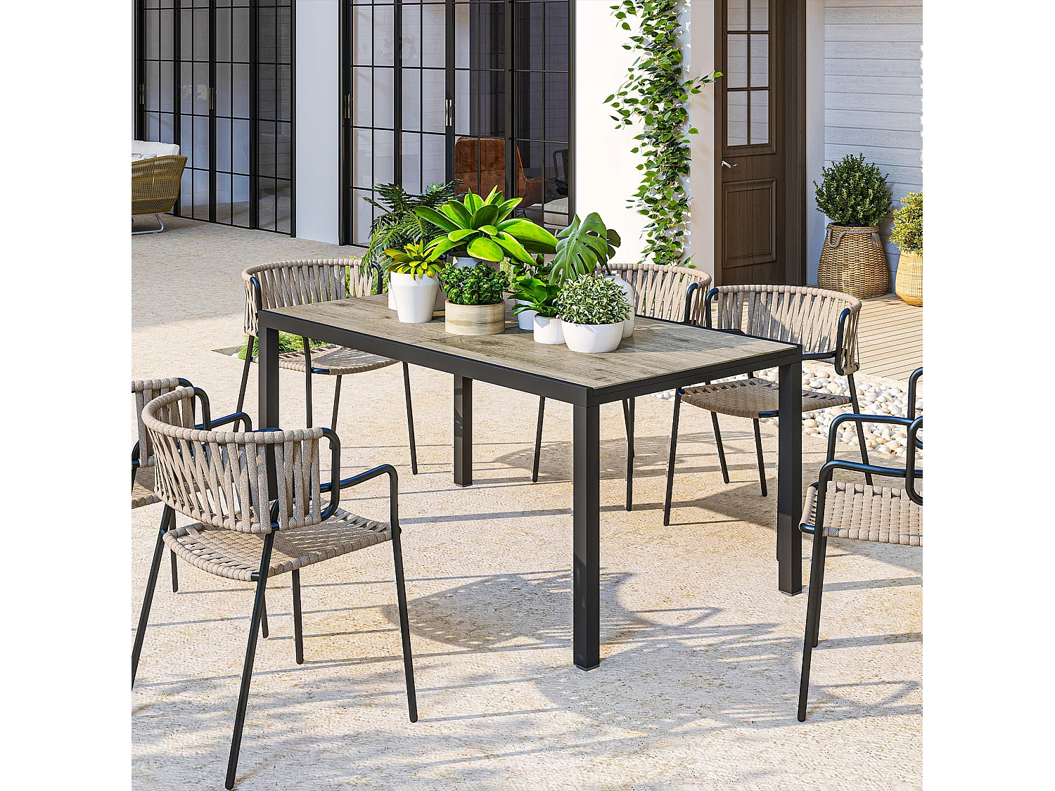 Tavolo da giardino estensibile 160-240 cm per 6-8 persone grigio