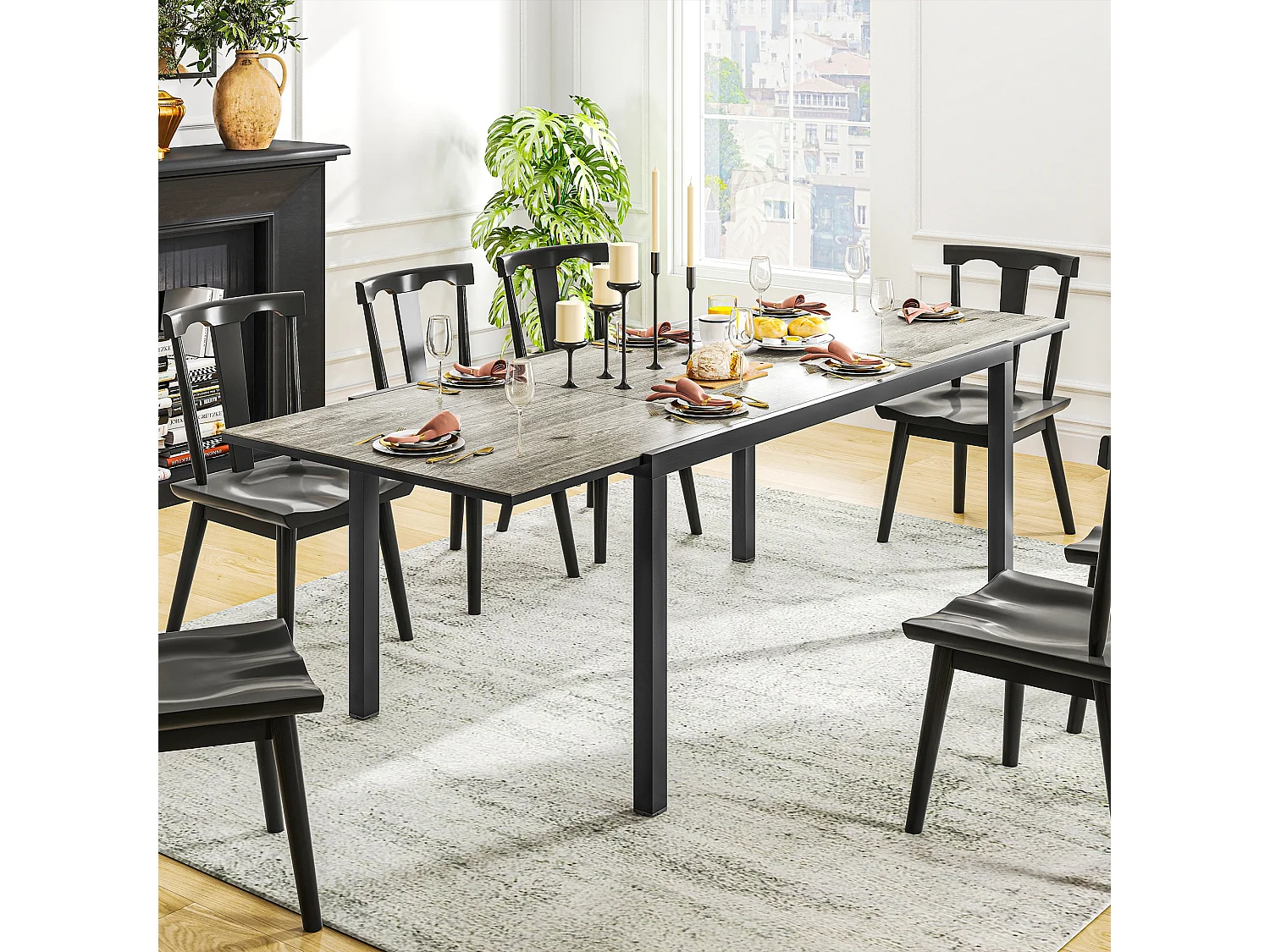 Tavolo da giardino estensibile 160-240 cm per 6-8 persone grigio