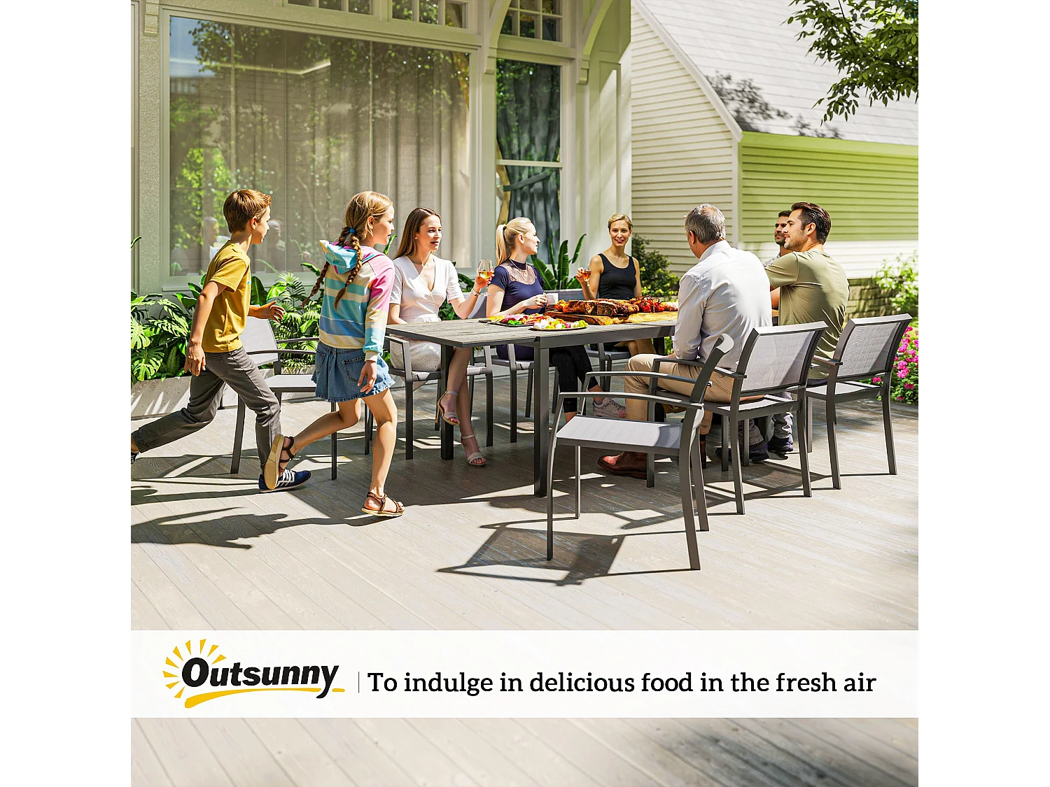 Tavolo da giardino estensibile 160-240 cm per 6-8 persone grigio