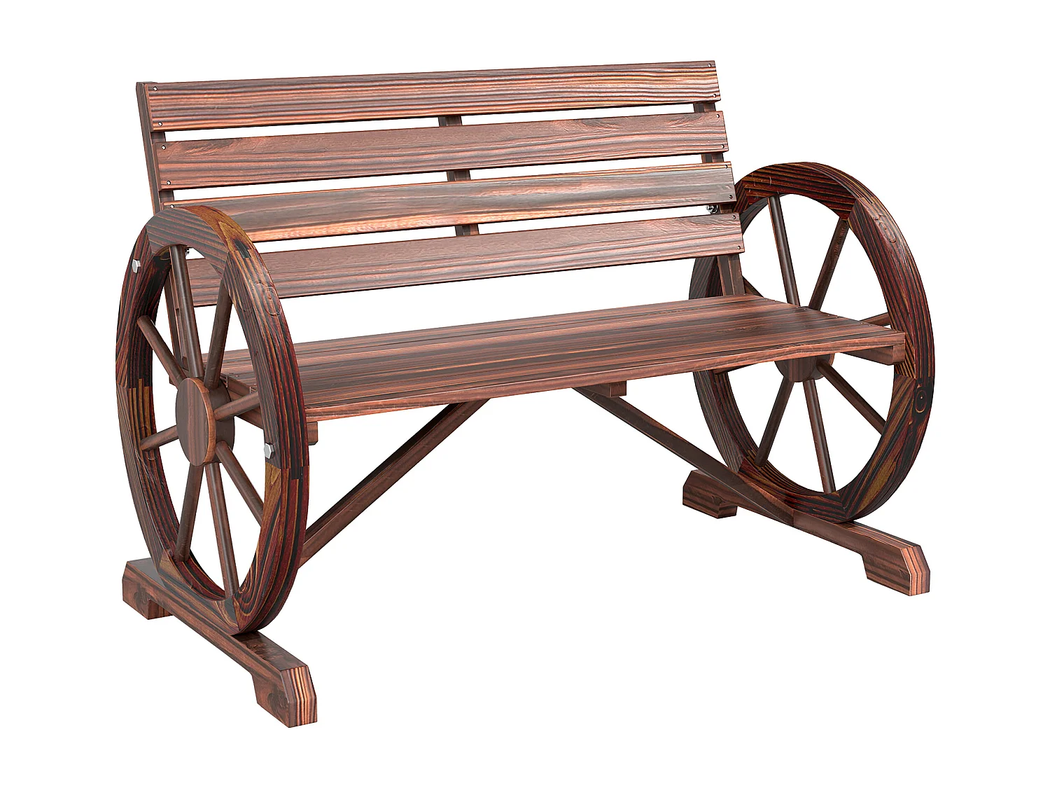 Panchina stile country per 2 persone in legno 105.5x56px75cm