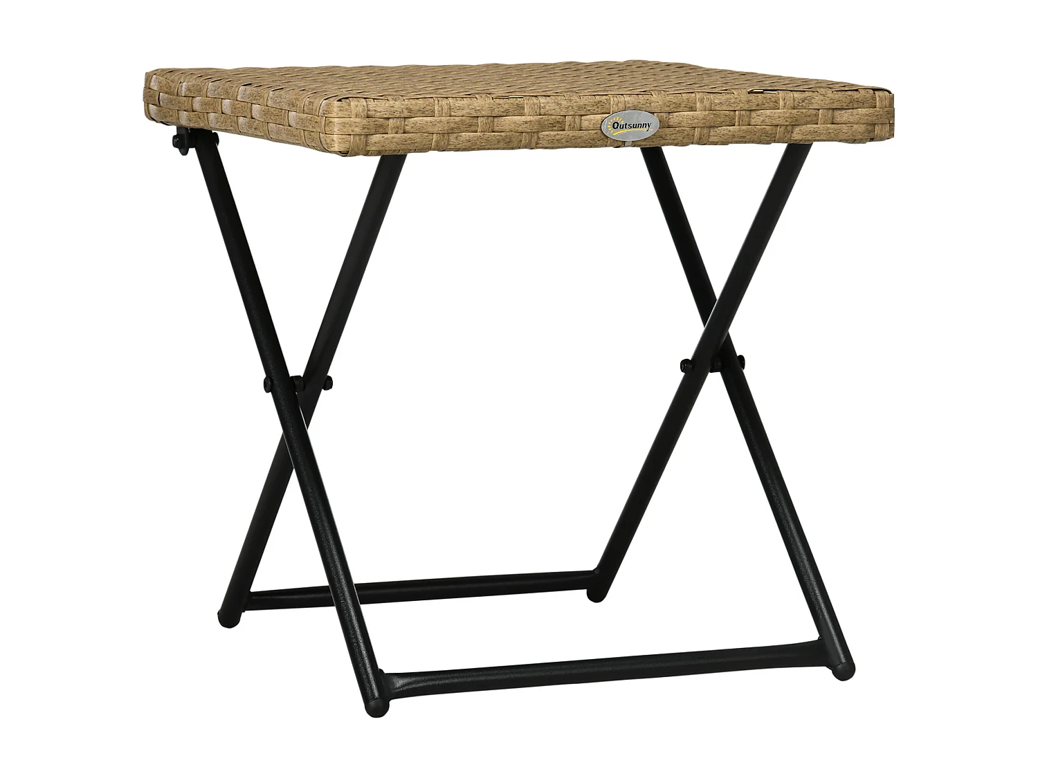 Tavolino da giardino pieghevole in rattan PE 40x40x40cm colore vimini