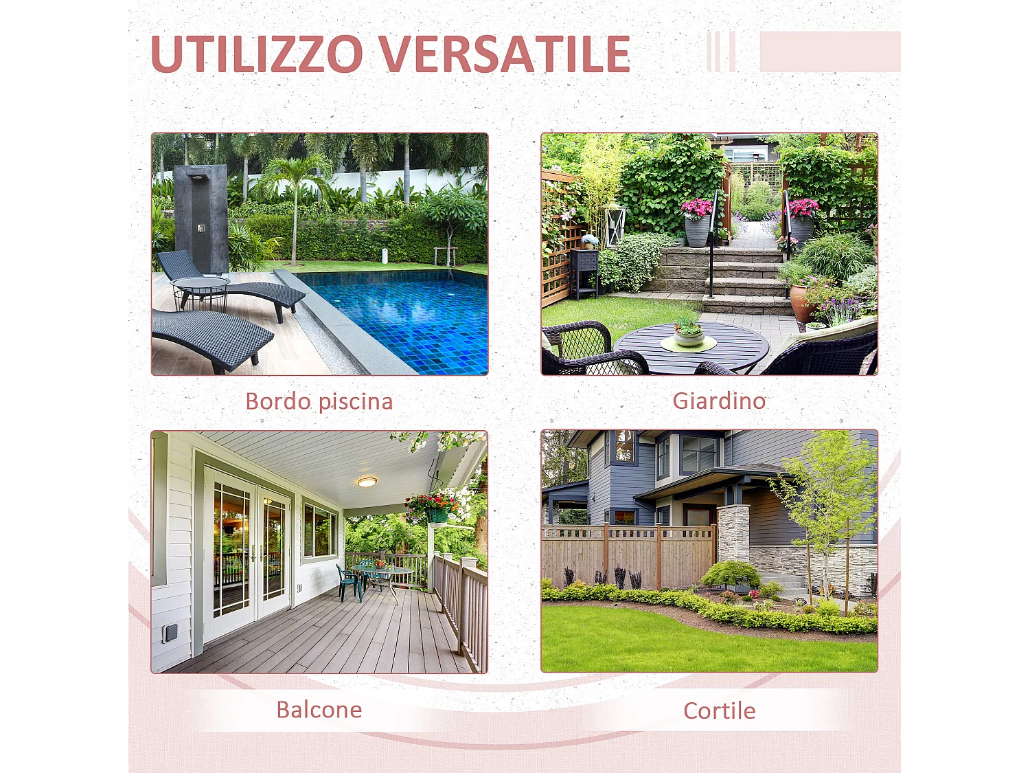 Tavolino da giardino pieghevole in rattan PE 40x40x40cm colore vimini