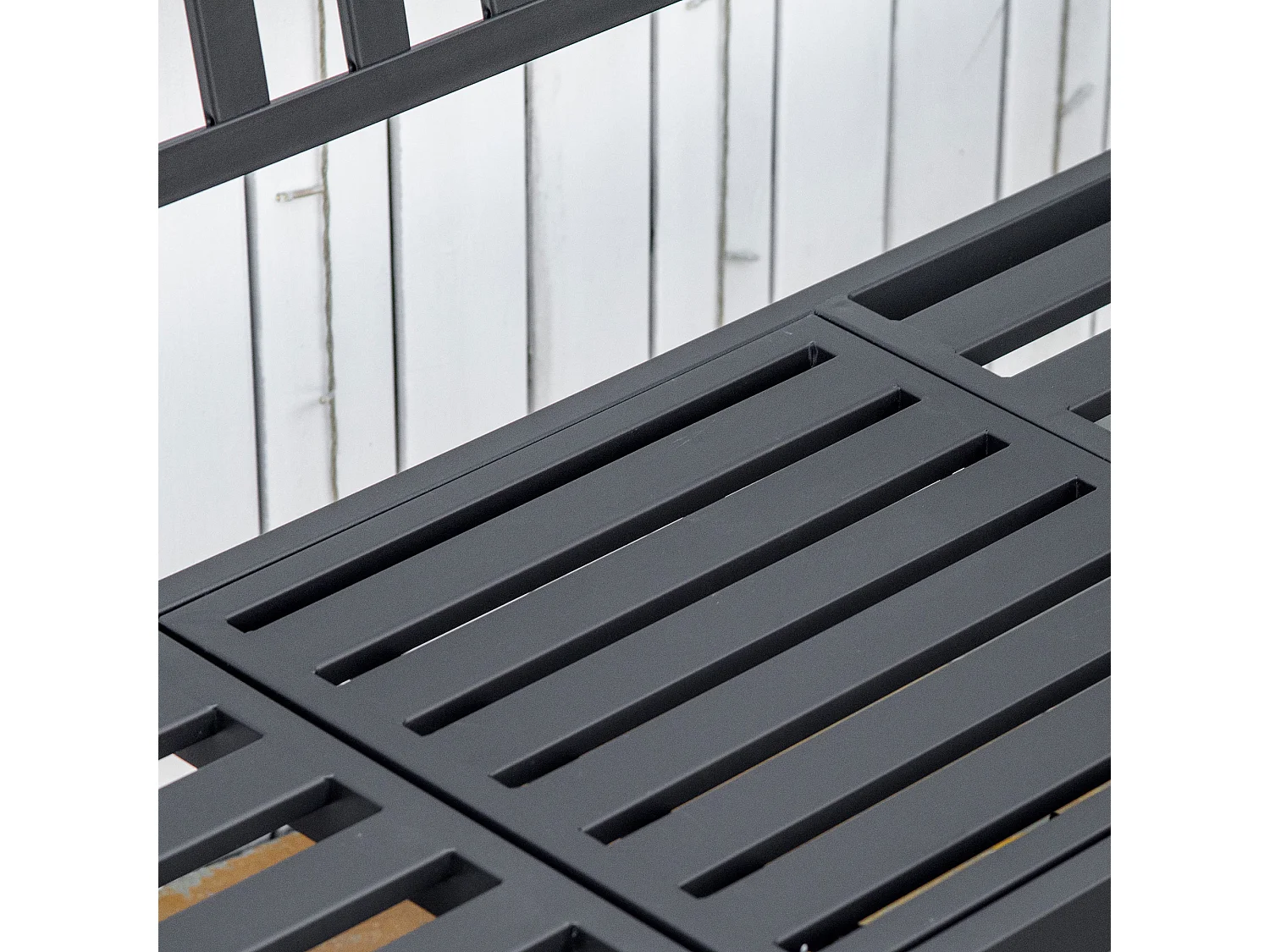 Panchina da giardino 3 posti a doghe con tavolino nero