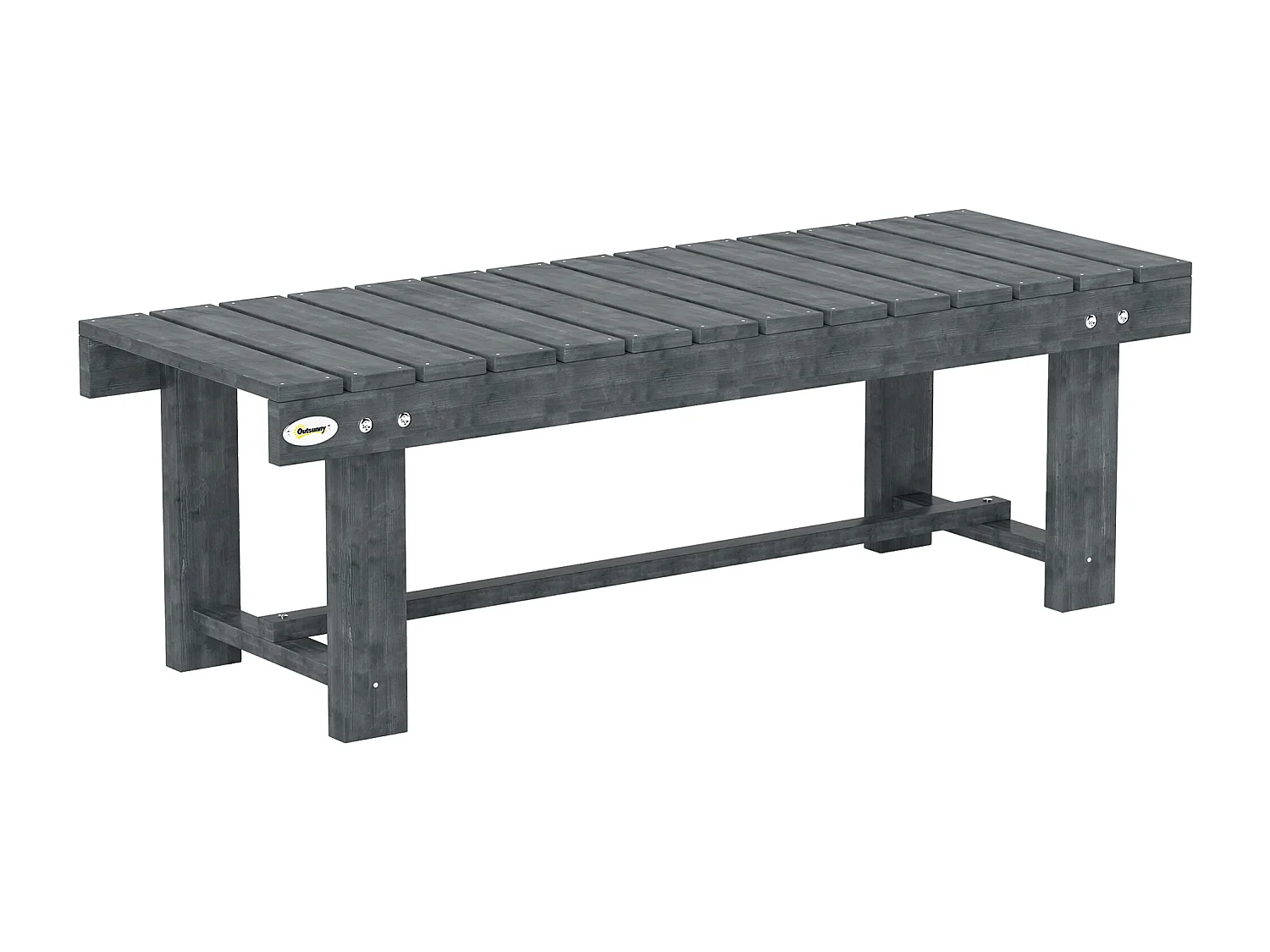 Panchina da giardino 2 posti impermeabile in legno di abete grigio