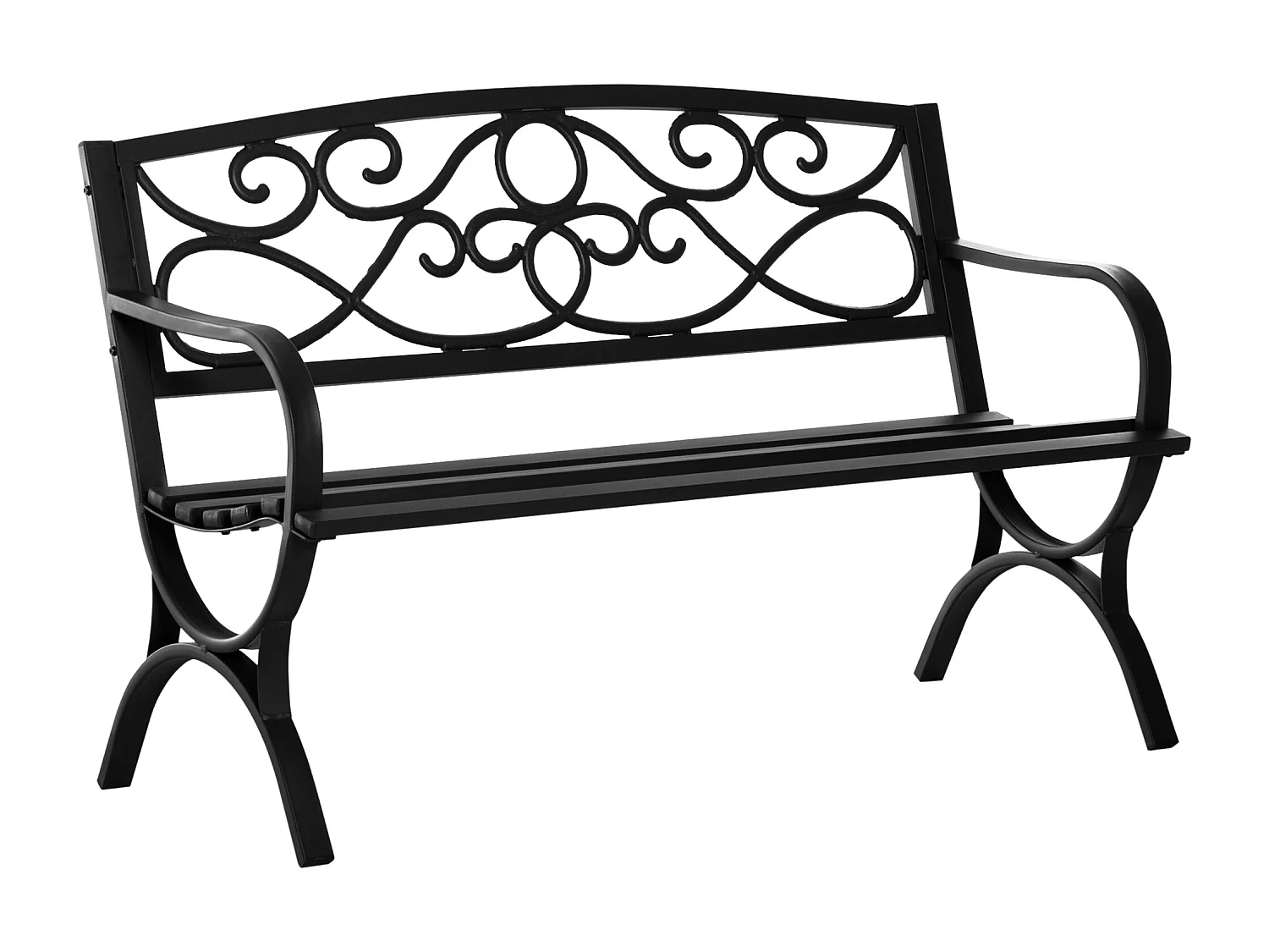 Panchina da giardino 2 posti acciaio e ghisa con braccioli