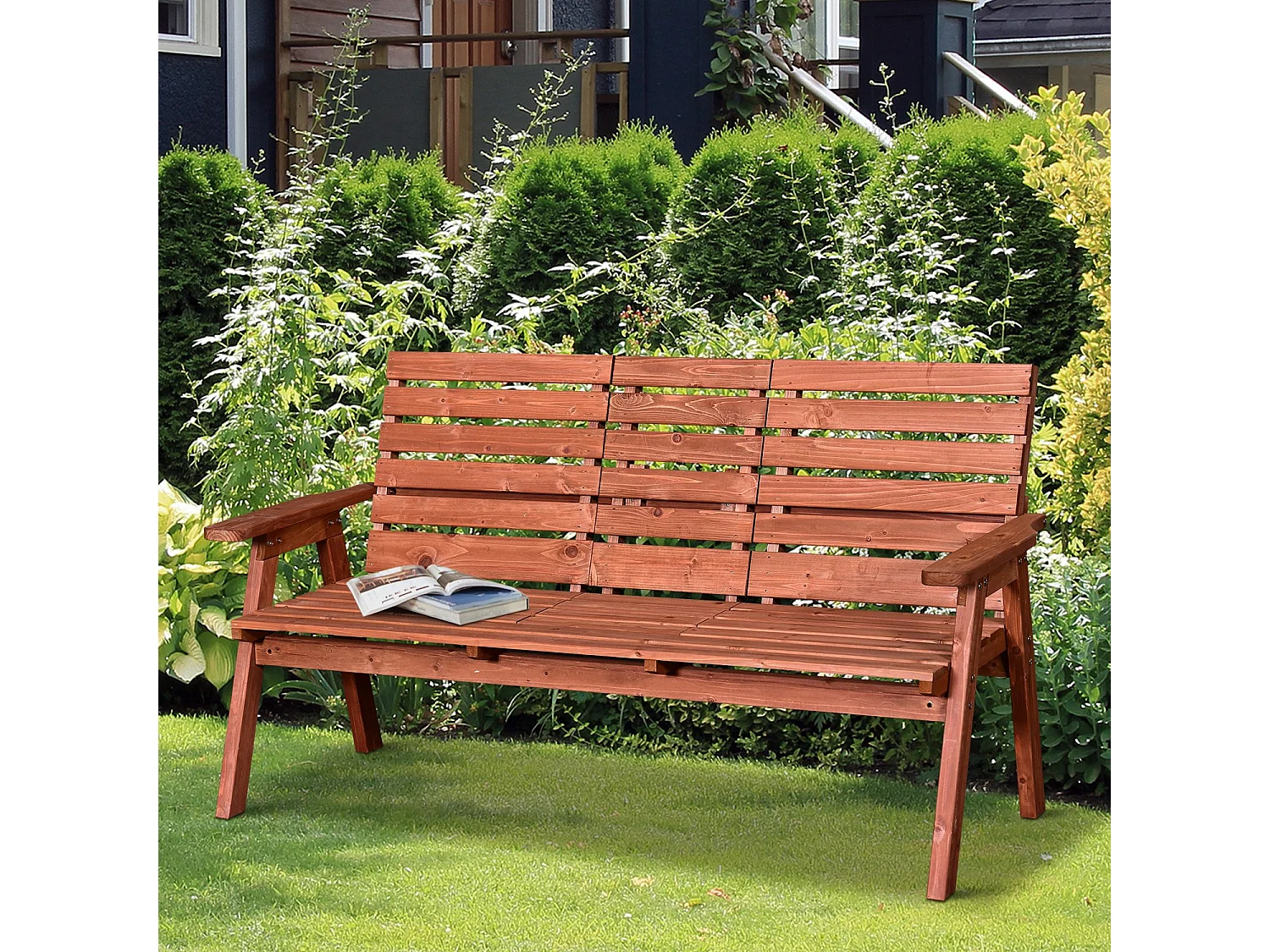 Panchina in Legno di Abete 2 3 Posti Convertibile con Tavolino Impermeabile