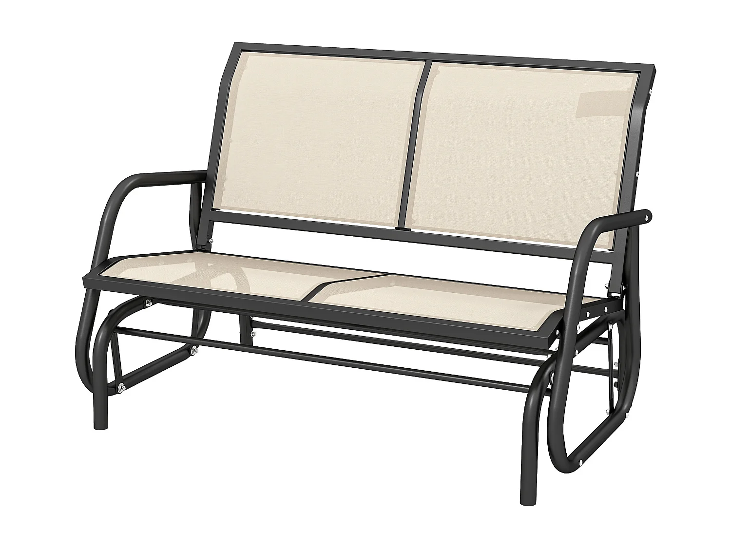 Panchina a Dondolo 2 Posti da Giardino in Metallo con Tessuto a Rete Traspirante