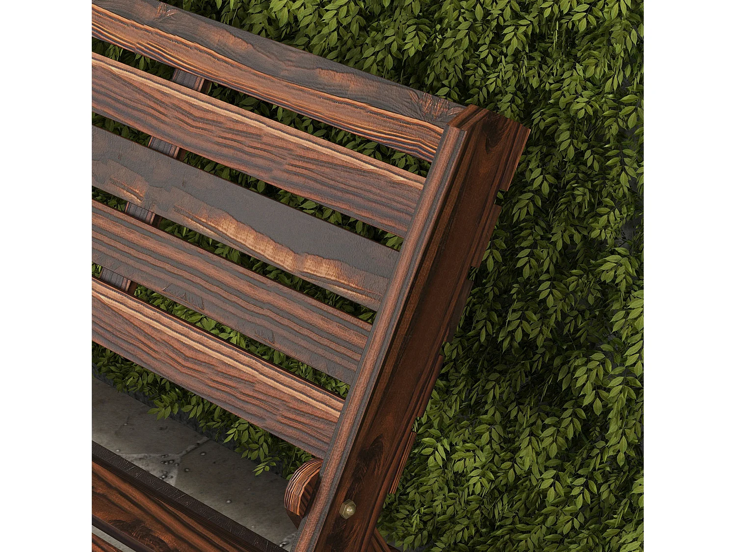 Panchina da giardino 2 posti a doghe in legno carbonizzato