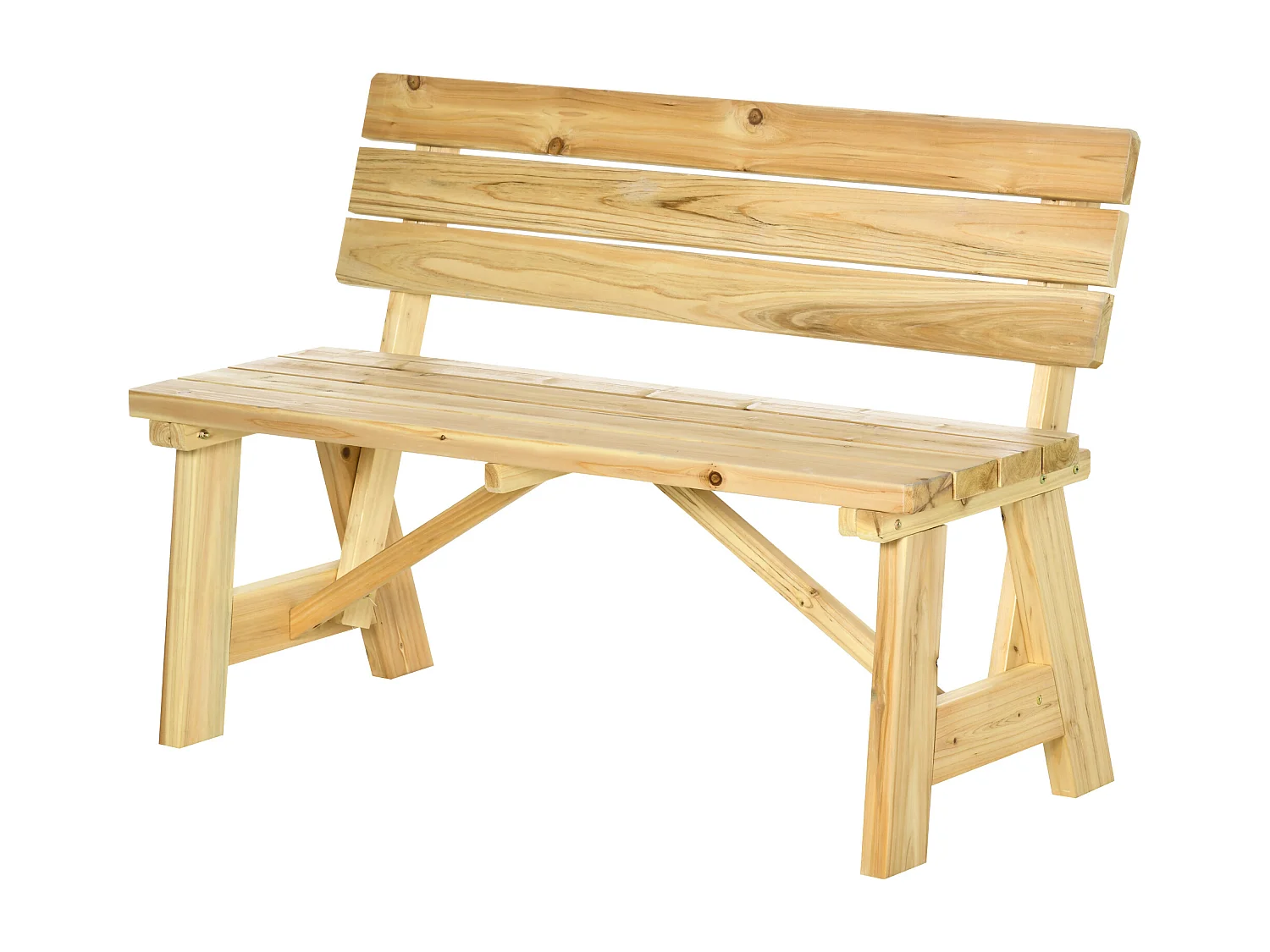 Panchina da giardino 2 posti in legno a doghe colore naturale