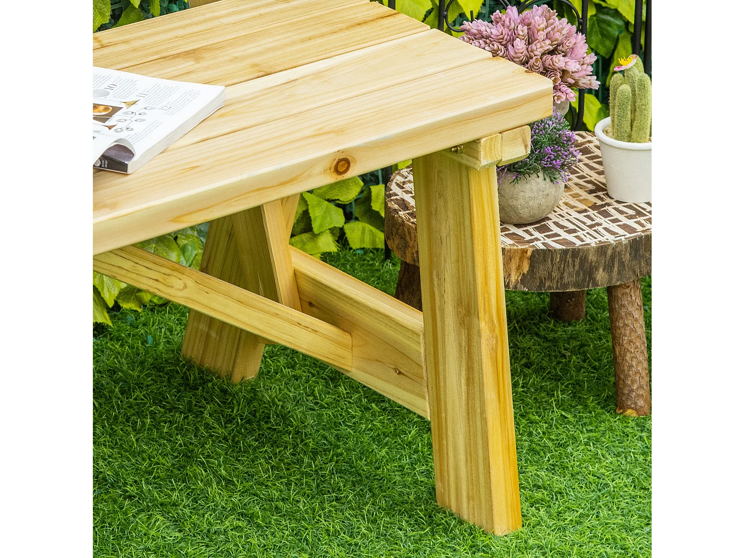 Panchina da giardino 2 posti in legno a doghe colore naturale