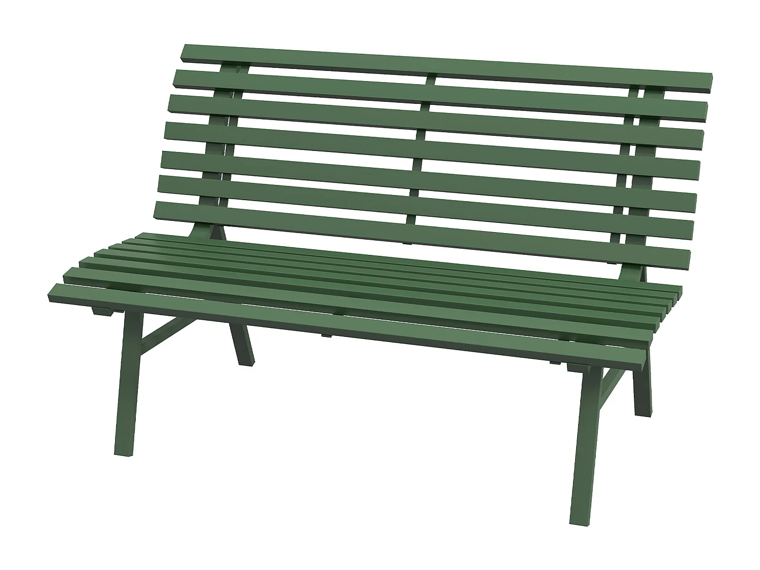 Panchina da giardino 2 posti a doghe in alluminio verde