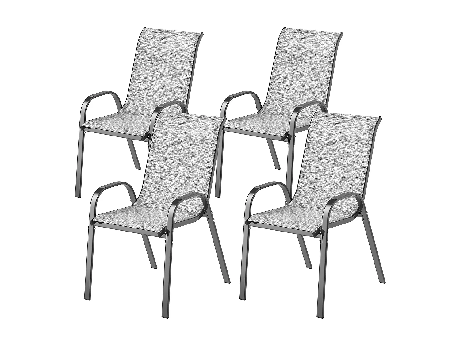 Set 4 sedie da giardino impilabili e traspiranti 54x71x93 cm grigio