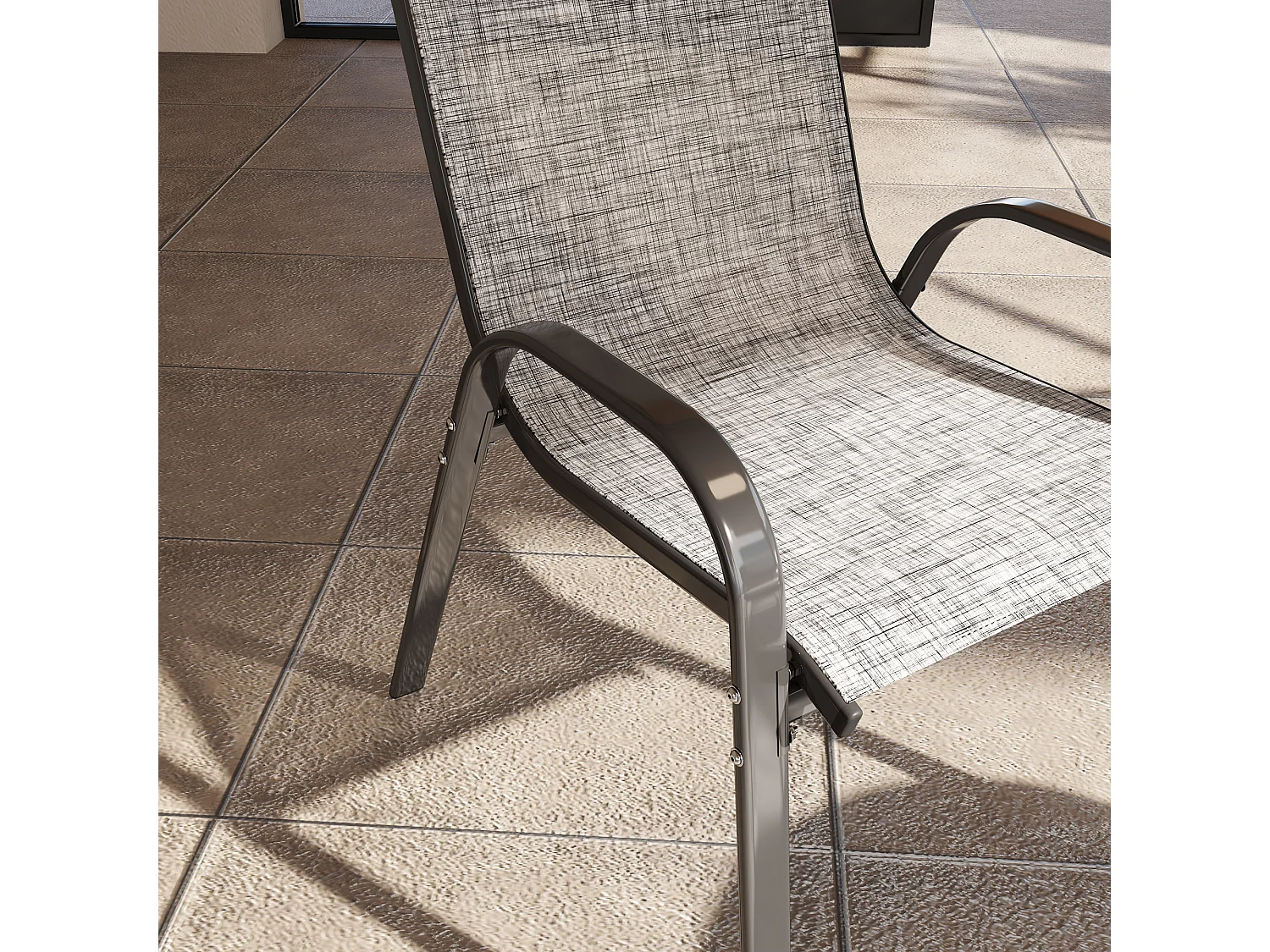 Set 4 sedie da giardino impilabili e traspiranti 54x71x93 cm grigio