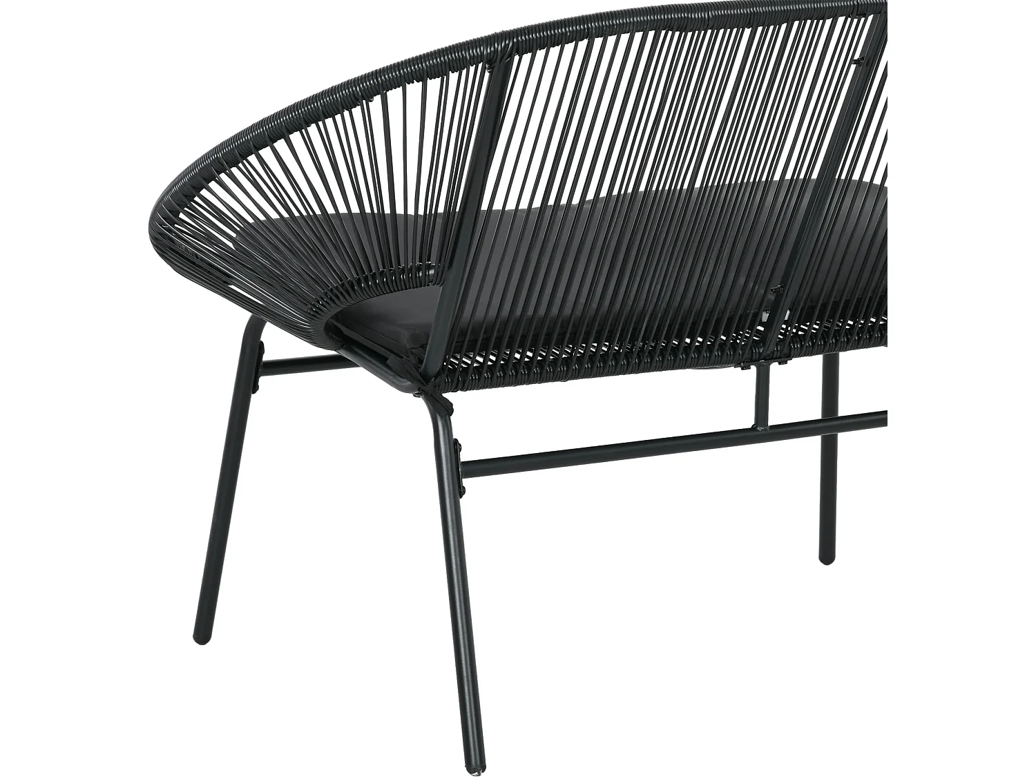 Divano da giardino 2 posti in rattan pe con cuscini nero