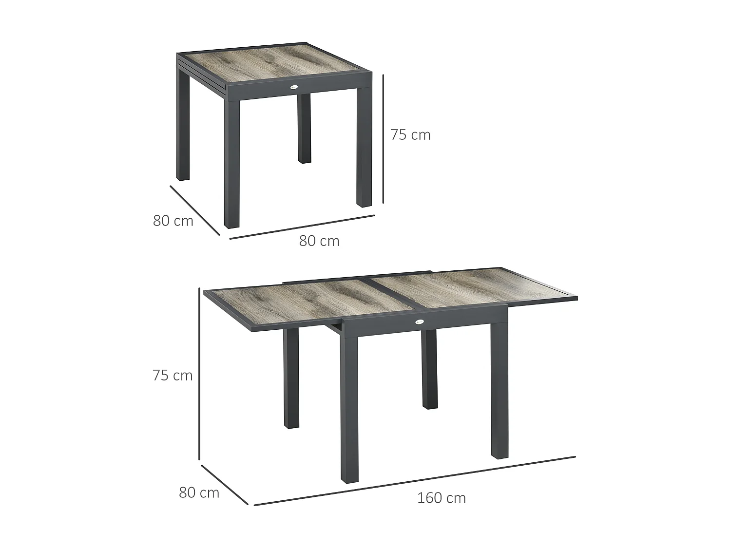 Tavolo da esterno allungabile 80/160 cm per 6 persone beige