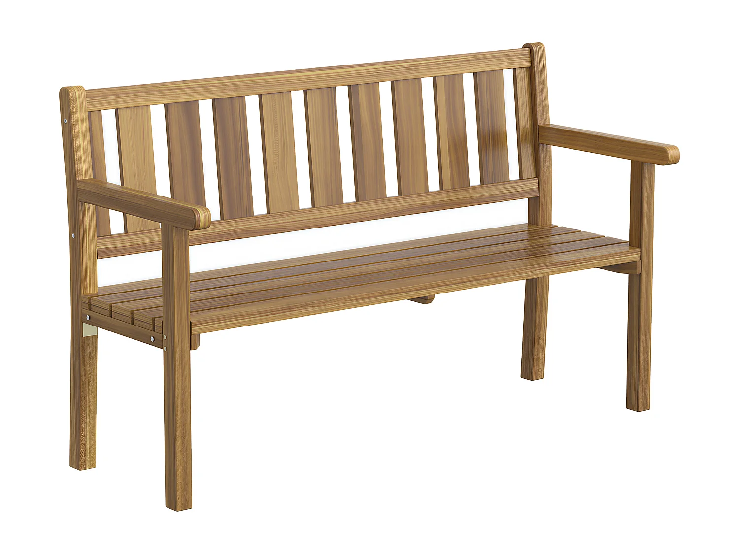 Panchina da giardino a due posti in legno di abete color teak