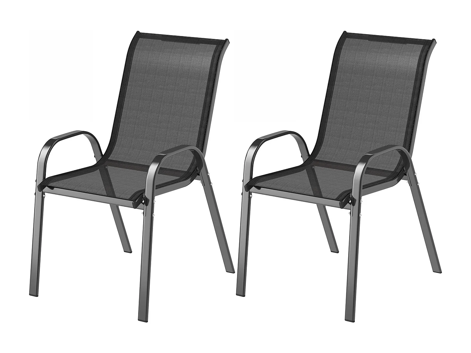 Set 2 sedie da giardino impilabili e traspiranti 54x71x93 cm nero