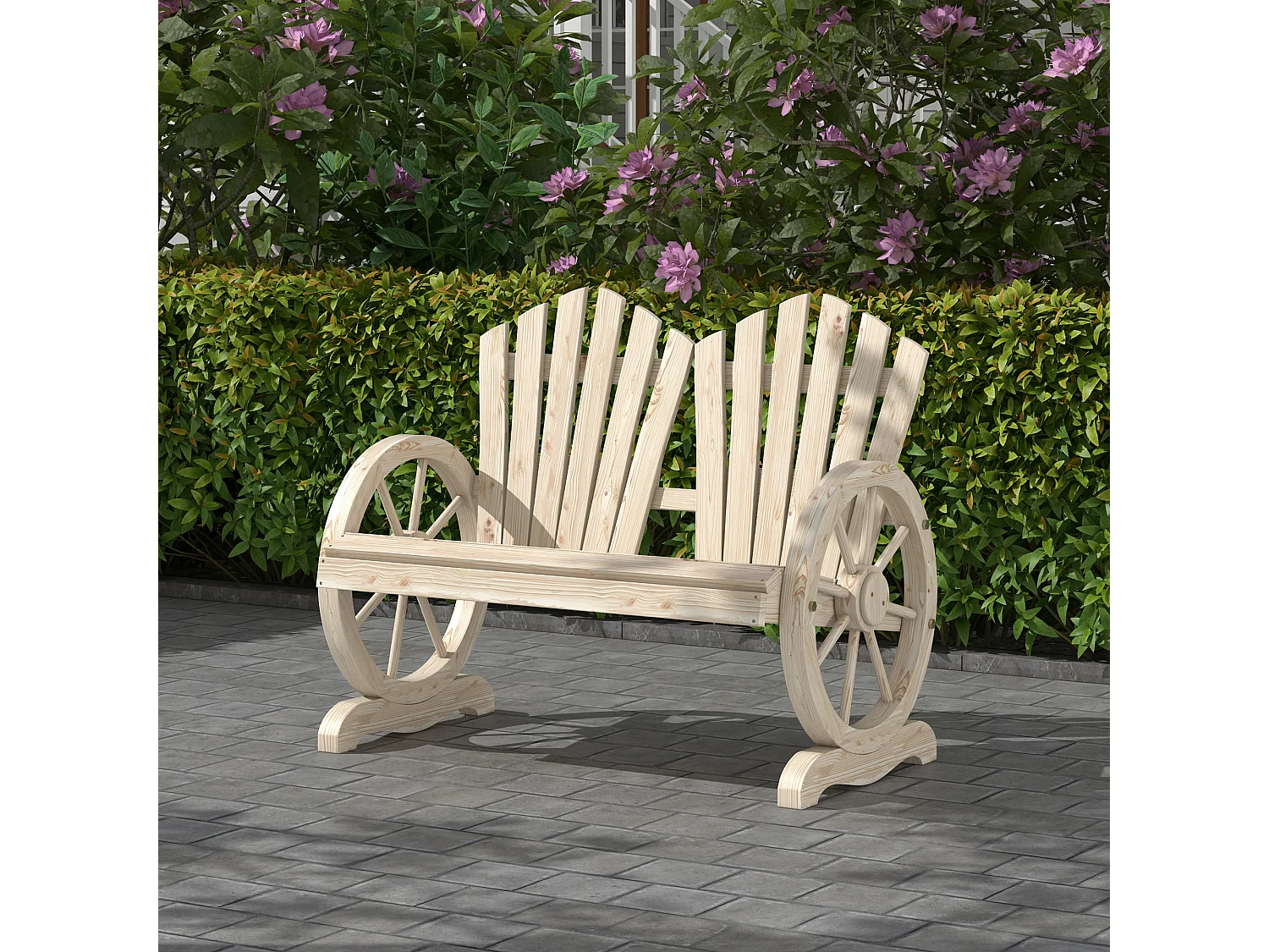 Panchina da giardino stile country in legno naturale