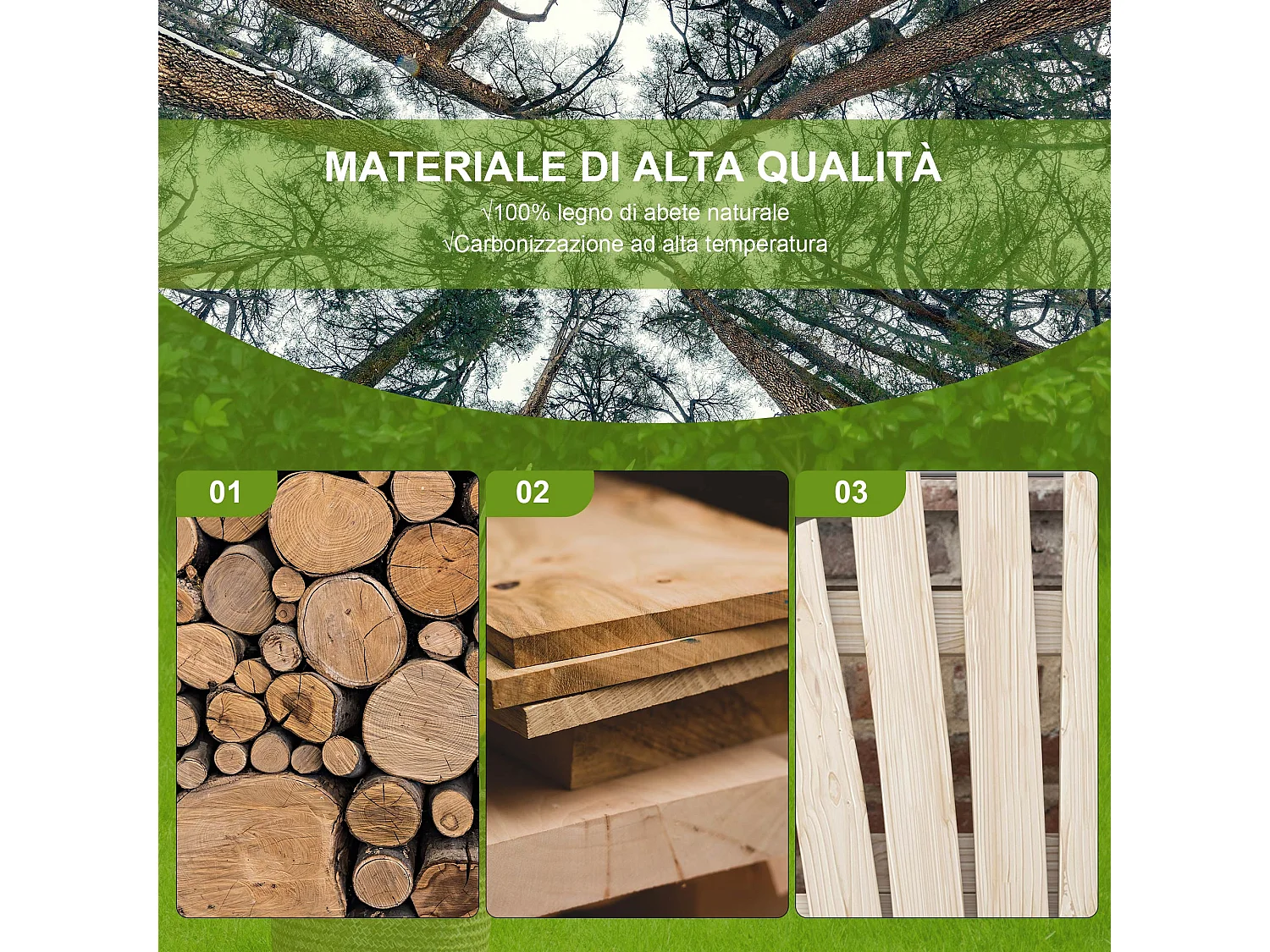Panchina da giardino stile country in legno naturale