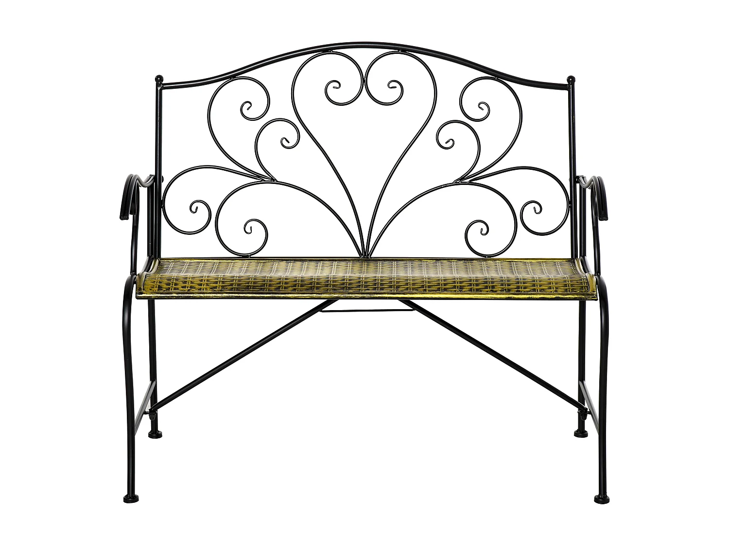 Panchina 2 Posti da Giardino in Ferro Stile Vintage Nero