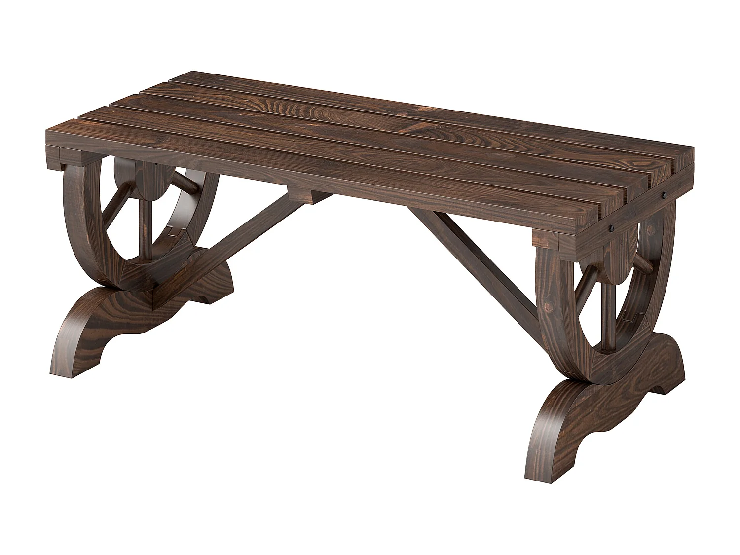 Panchina 2 Posti da Giardino con Design a Ruota in Legno di Abete